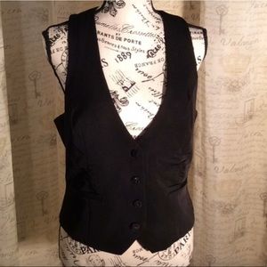 Sexy Black Vest Zipper Up Back, Size Large